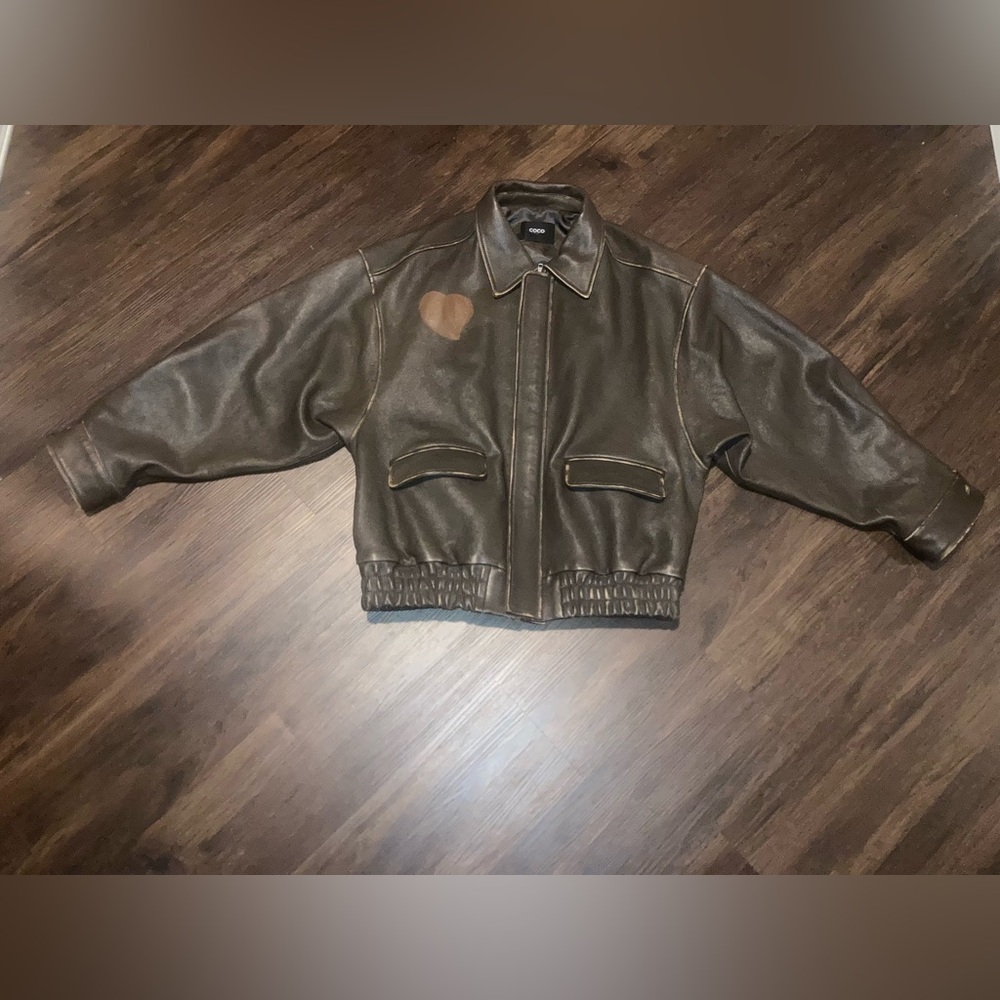 Coco Limited women’s Brown Leather Jacket with size L